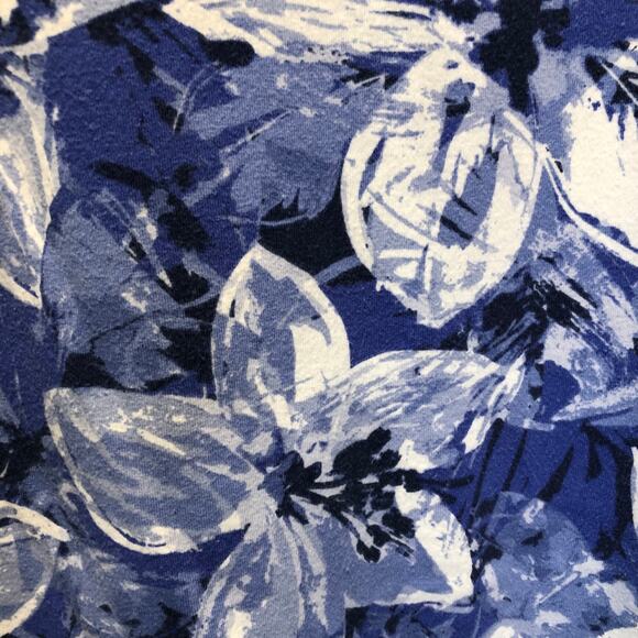 Bon Worth, Sp, Blue Floral, V-neck, Short Sleeve - Picture 5 of 6